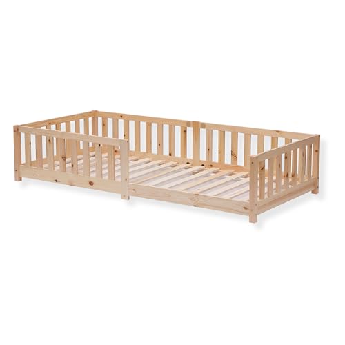ecoMI Kindebett inkl. Rausfallschutz und Lattenrost | 90x200...