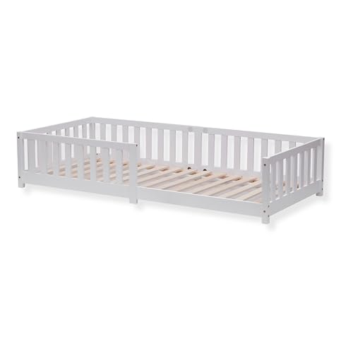 ecoMI Kindebett inkl. Rausfallschutz und Lattenrost | 80x160...