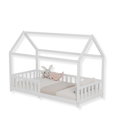 ecomi® Kinderbett Hausbett mit Rausfallschutz und...