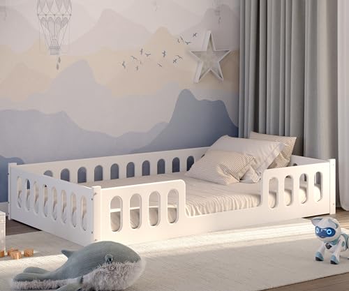 CADANI 2in1 Monte Bodenbett 120x200 cm Montessori Kinderbett...