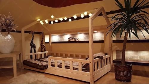 Holzti - Hausbett 200x160cm, Klarlack - Kinderbett aus Holz,...