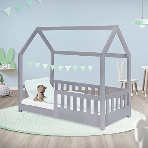ML-Design Kinderbett 70x140 cm mit Rausfallschutz, Dach und...