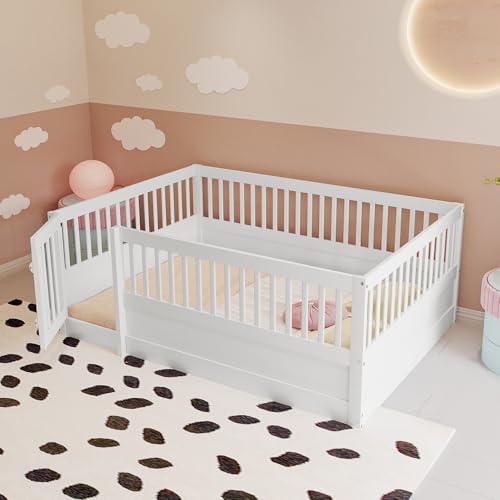 Arhatreya Kinderbett 140x200 cm, Bodenbett mit Gitter und...