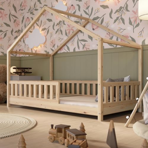 Crazy Pine Hausbett 200x120 cm – Kinderbett aus Naturholz...