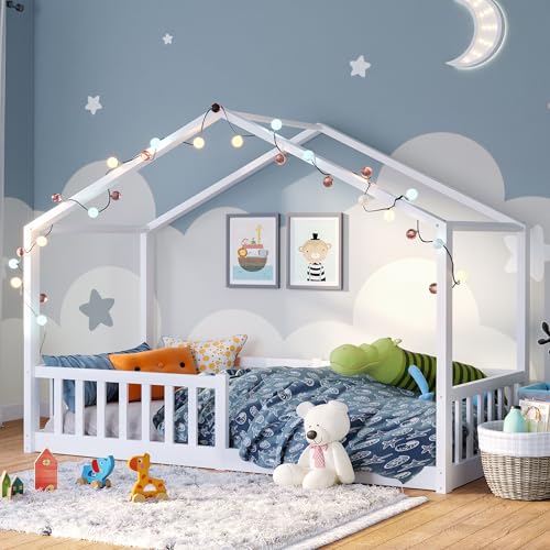 Bellabino Kinderbett Bia 90x200 cm, Hausbett Kinder inkl....