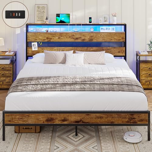 Bett 160x200 mit Lattenrost aus Metall, Bettgestell...