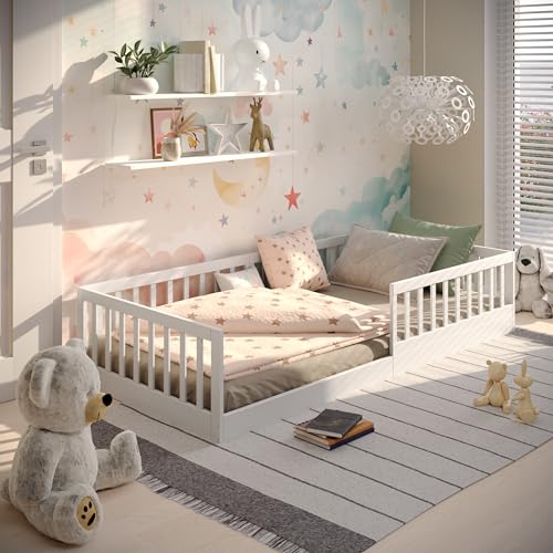 CADANI Timi 2in1 Bodenbett 90x200 cm Montessori Kinderbett...